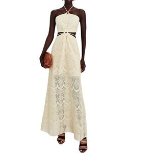 Jonathan Simkhai Georgiana Crochet  Cutout Swim Cover-Up Maxi Dress large